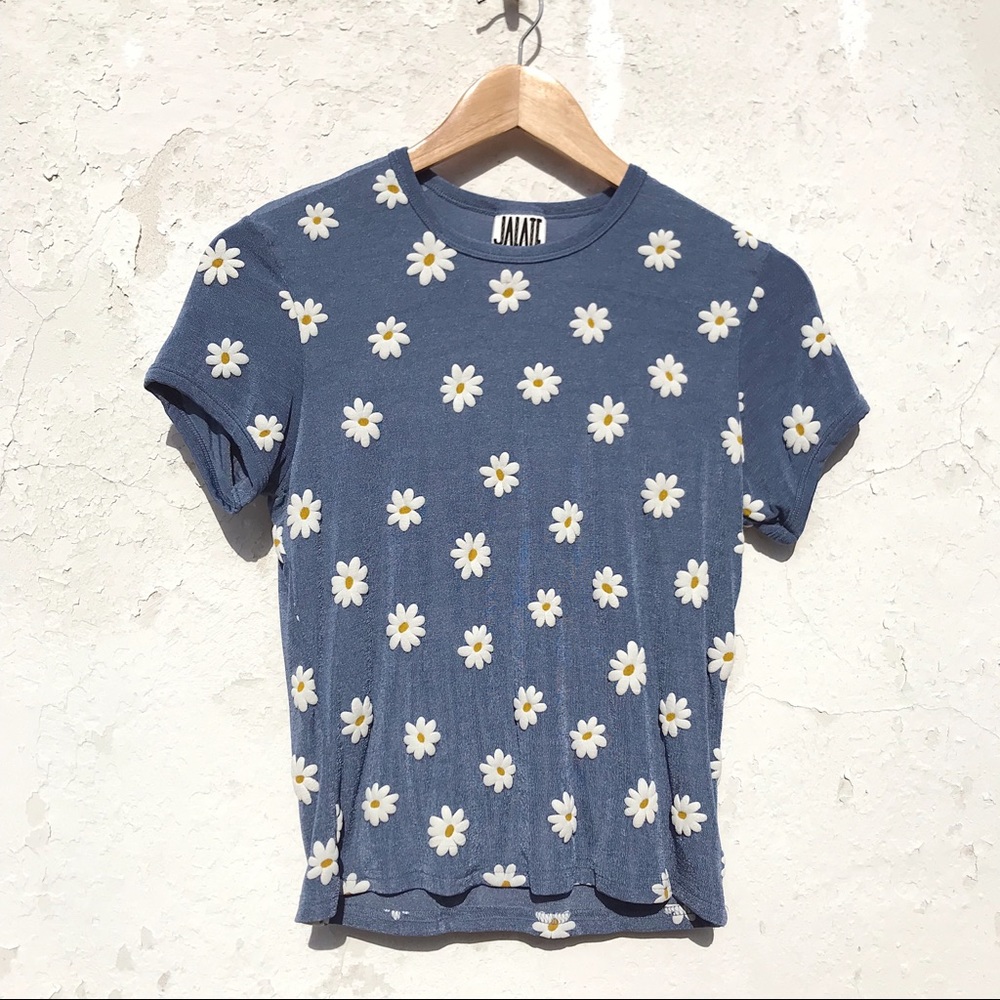 Vintage blue diary print top